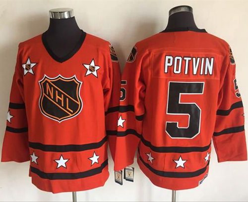 Islanders #5 Denis Potvin Orange All-Star CCM Throwback Stitched NHL Jersey