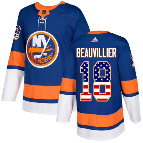 Adidas Islanders #18 Anthony Beauvillier Royal Blue Home Authentic USA Flag Stitched NHL Jersey