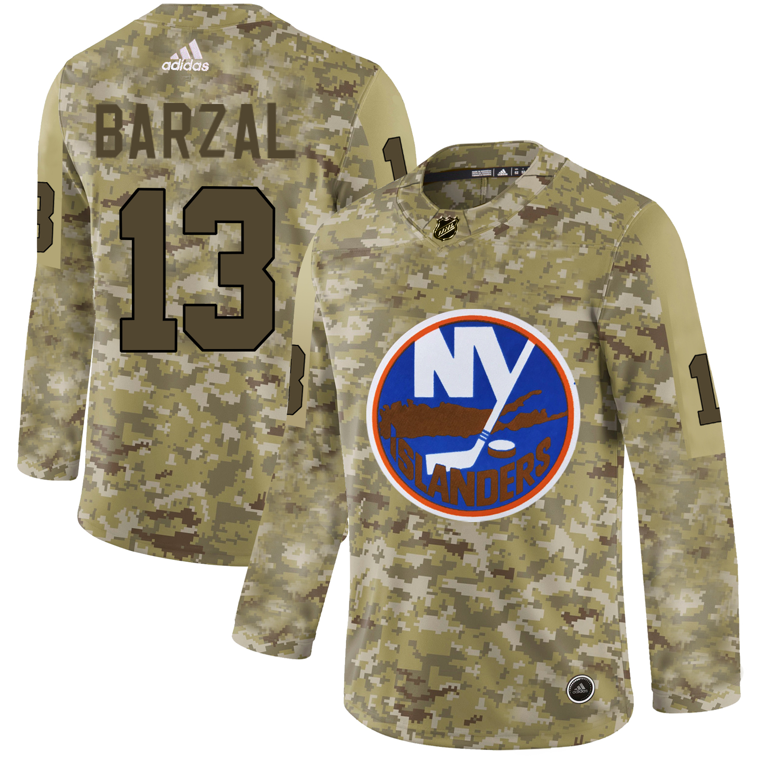Adidas Islanders #13 Mathew Barzal Camo Authentic Stitched NHL Jersey
