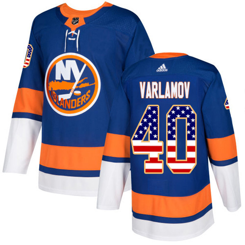 Adidas Islanders #40 Semyon Varlamov Royal Blue Home Authentic USA Flag Stitched NHL Jersey