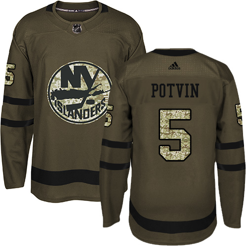 Adidas Islanders #5 Denis Potvin Green Salute to Service Stitched NHL Jersey