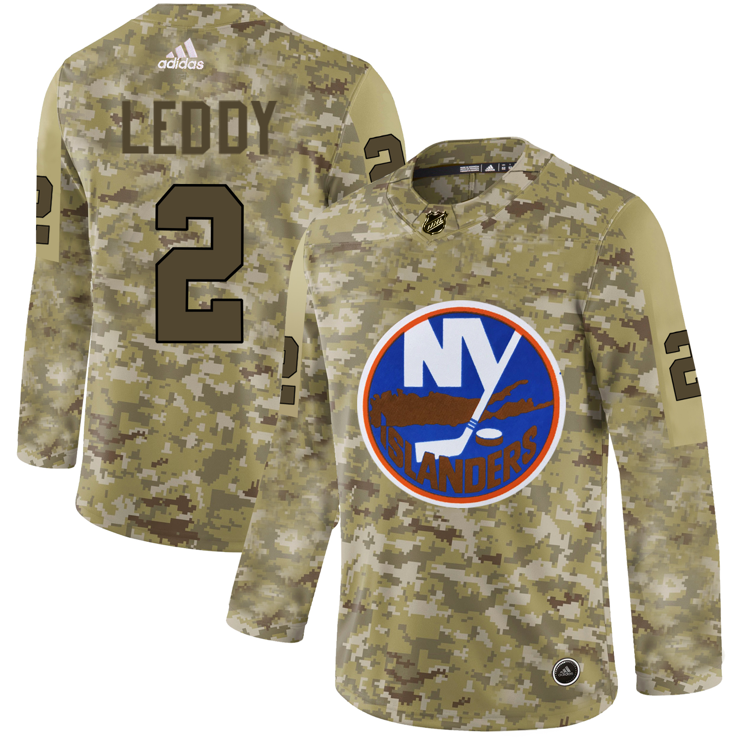 Adidas Islanders #2 Nick Leddy Camo Authentic Stitched NHL Jersey