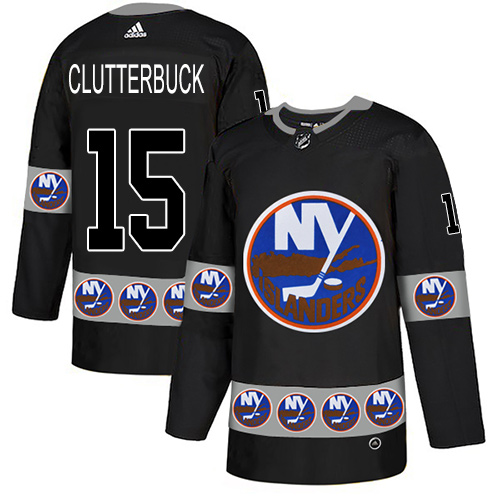 Adidas Islanders #15 Cal Clutterbuck Black Authentic Team Logo Fashion Stitched NHL Jersey