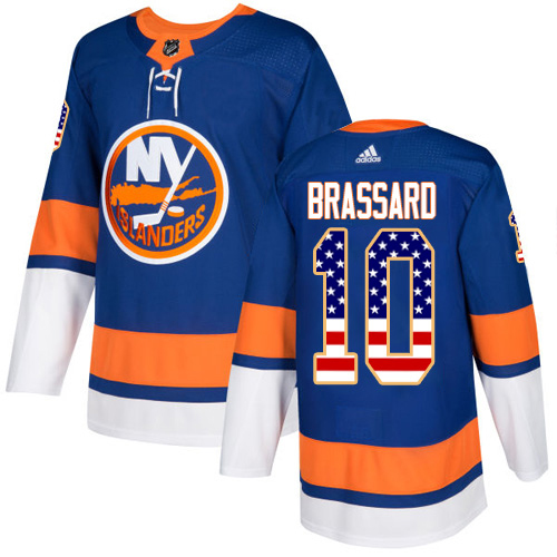 Adidas Islanders #10 Derek Brassard Royal Blue Home Authentic USA Flag Stitched NHL Jersey