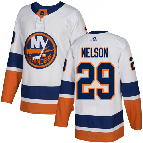 Adidas Islanders #29 Brock Nelson White Road Authentic Stitched NHL Jersey