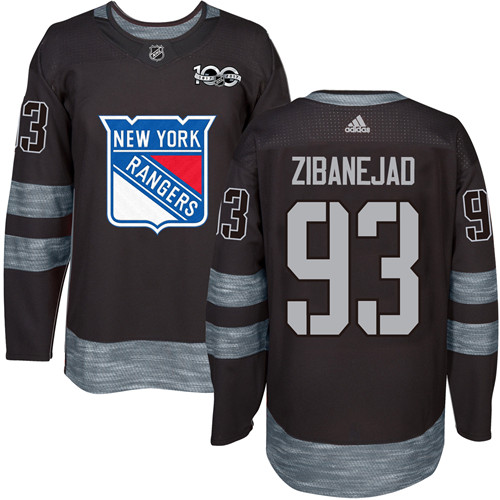 Adidas Rangers #93 Mika Zibanejad Black 1917-2017 100th Anniversary Stitched NHL Jersey