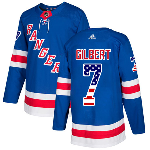 Adidas Rangers #7 Rod Gilbert Royal Blue Home Authentic USA Flag Stitched NHL Jersey