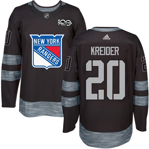 Adidas Rangers #20 Chris Kreider Black 1917-2017 100th Anniversary Stitched NHL Jersey