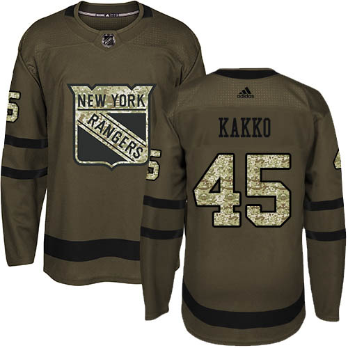Adidas Rangers #45 Kappo Kakko Green Salute to Service Stitched NHL Jersey
