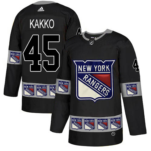 Adidas Rangers #45 Kappo Kakko Black Authentic Team Logo Fashion Stitched NHL Jersey