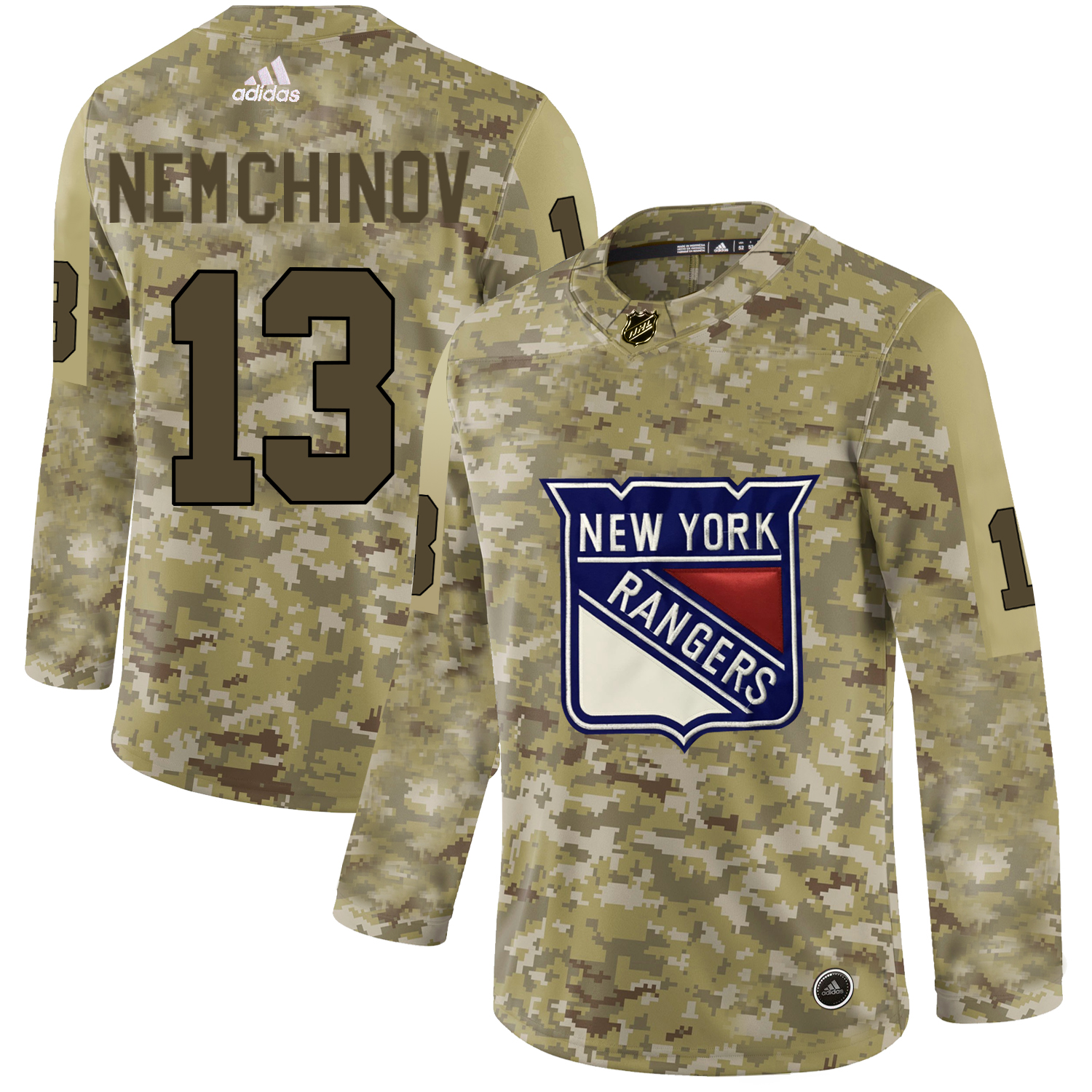 Adidas Rangers #13 Sergei Nemchinov Camo Authentic Stitched NHL Jersey