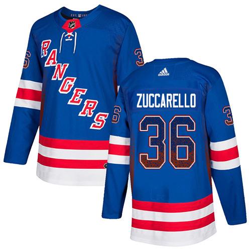 Adidas Rangers #36 Mats Zuccarello Royal Blue Home Authentic Drift Fashion Stitched NHL Jersey