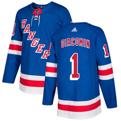 Adidas Rangers #1 Eddie Giacomin Royal Blue Home Authentic Stitched NHL Jersey