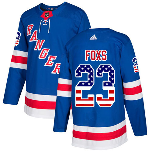 Adidas Rangers #23 Adam Foxs Royal Blue Home Authentic USA Flag Stitched NHL Jersey