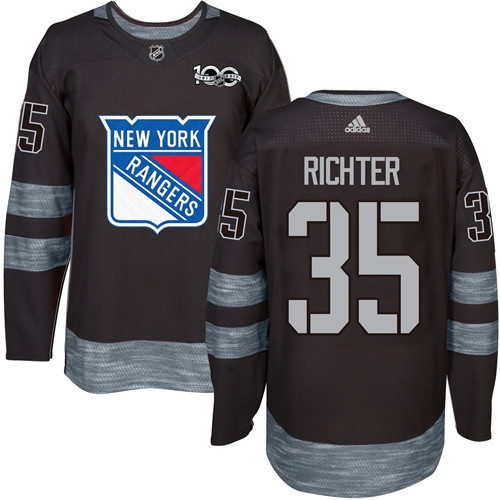 Adidas Rangers #35 Mike Richter Black 1917-2017 100th Anniversary Stitched NHL Jersey