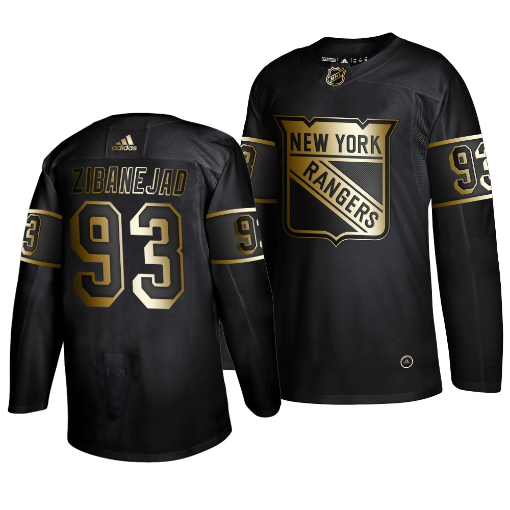 Adidas Rangers #93 Mika Zibanejad Men's 2019 Black Golden Edition Authentic Stitched NHL Jersey