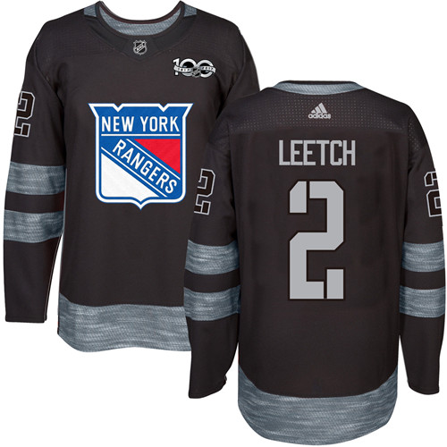 Adidas Rangers #2 Brian Leetch Black 1917-2017 100th Anniversary Stitched NHL Jersey