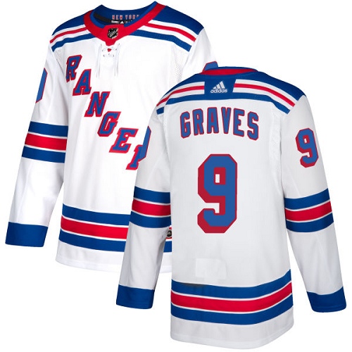 Adidas Rangers #9 Adam Graves White Away Authentic Stitched NHL Jersey