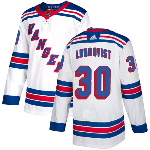 Adidas Rangers #30 Henrik Lundqvist White Road Authentic Stitched NHL Jersey