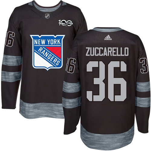 Adidas Rangers #36 Mats Zuccarello Black 1917-2017 100th Anniversary Stitched NHL Jersey