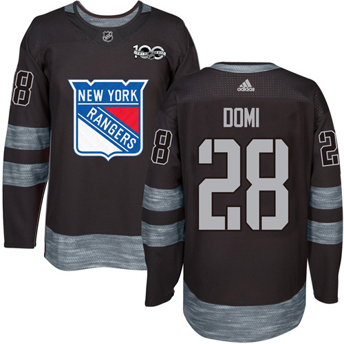 Adidas Rangers #28 Tie Domi Black 1917-2017 100th Anniversary Stitched NHL Jersey