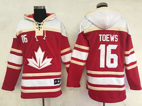 Team CA. #16 Jonathan Toews Red Sawyer Hooded Sweatshirt 2016 World Cup Stitched NHL Jersey
