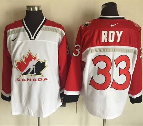 Team CA. #33 Patrick Roy White/Red Nike Throwback Stitched NHL Jersey