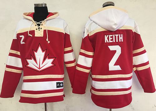 Team CA. #2 Duncan Keith Red Sawyer Hooded Sweatshirt 2016 World Cup Stitched NHL Jersey