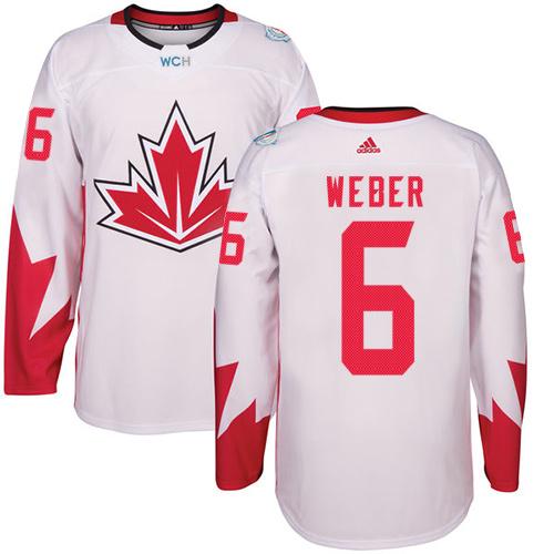 Team CA. #6 Shea Weber White 2016 World Cup Stitched NHL Jersey