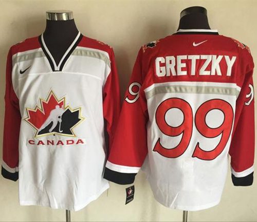 Team CA. #99 Wayne Gretzky White/Red Nike Throwback Stitched NHL Jersey