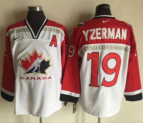 Team CA. #19 Steve Yzerman White/Red Nike Throwback Stitched NHL Jersey