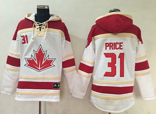 Team CA. #31 Carey Price White Sawyer Hooded Sweatshirt 2016 World Cup Stitched NHL Jersey