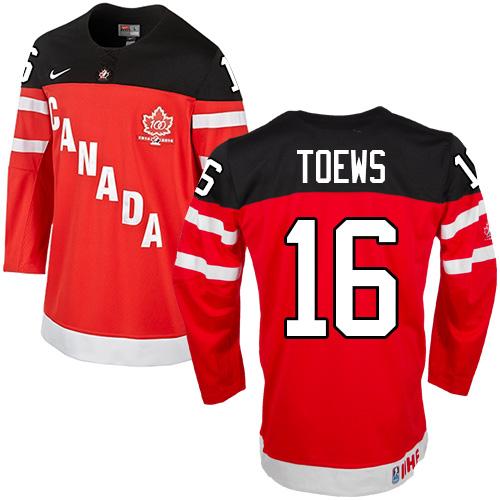 Olympic CA. #16 Jonathan Toews Red 100th Anniversary Stitched NHL Jersey