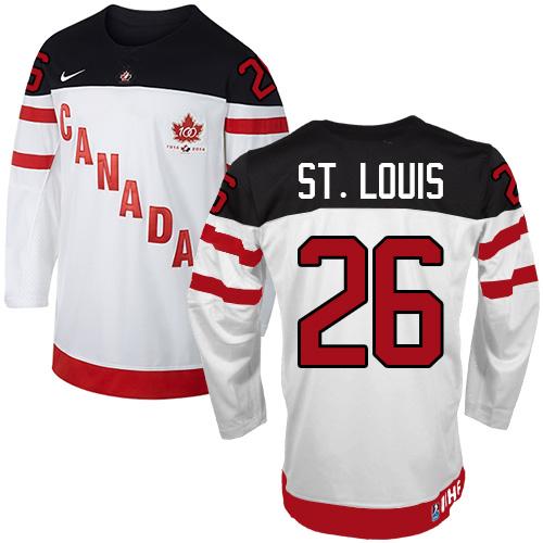 Olympic CA. #26 Martin St. Louis White 100th Anniversary Stitched NHL Jersey