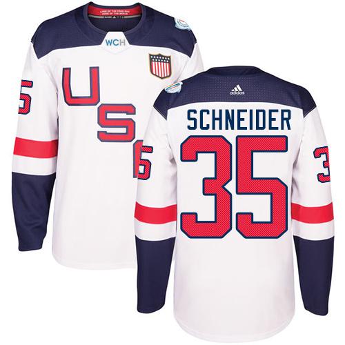 Team USA #35 Cory Schneider White 2016 World Cup Stitched NHL Jersey