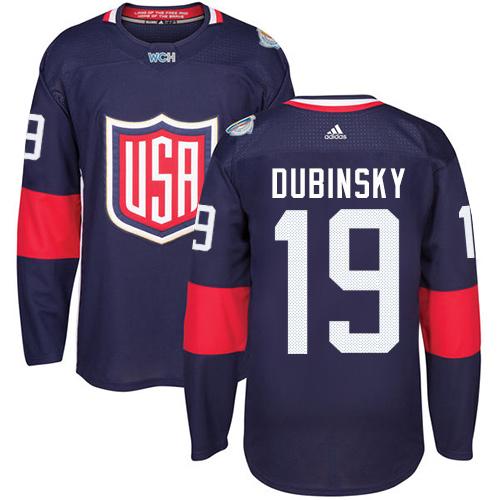 Team USA #19 Brandon Dubinsky Navy Blue 2016 World Cup Stitched NHL Jersey