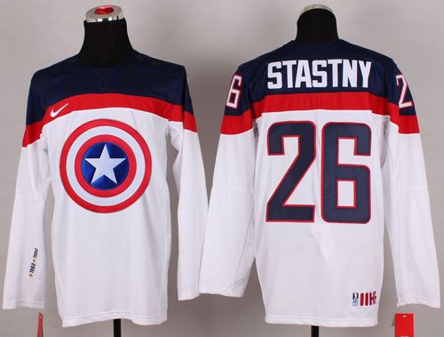 Olympic Team USA #26 Paul Stastny White Captain America Fashion Stitched NHL Jersey