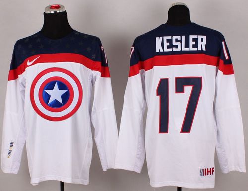 Olympic Team USA #17 Ryan Kesler White Captain America Fashion Stitched NHL Jersey