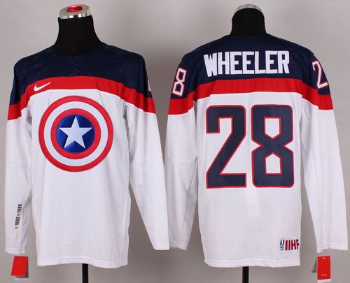Olympic Team USA #28 Blake Wheeler White Captain America Fashion Stitched NHL Jersey