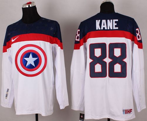 Olympic Team USA #88 Patrick Kane White Captain America Fashion Stitched NHL Jersey