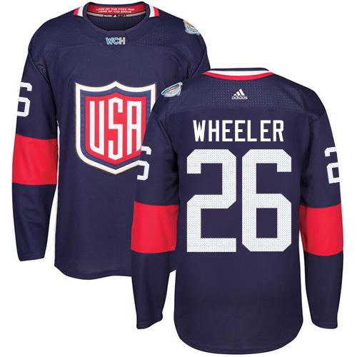 Team USA #26 Blake Wheeler Navy Blue 2016 World Cup Stitched NHL Jersey