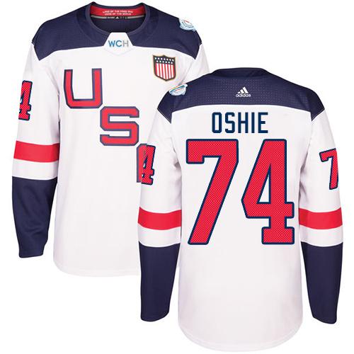 Team USA #74 T. J. Oshie White 2016 World Cup Stitched NHL Jersey