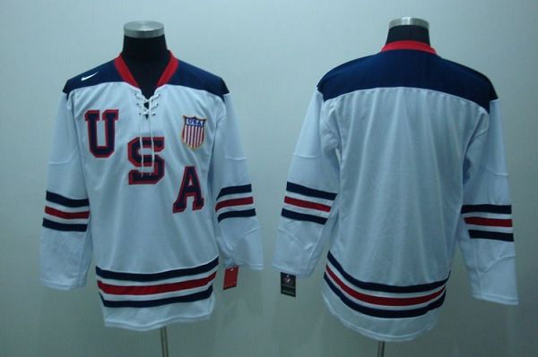 2010 Olympic Team USA Blank Embroidered White 1960 Throwback NHL Jersey