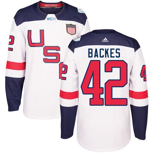 Team USA #42 David Backes White 2016 World Cup Stitched NHL Jersey