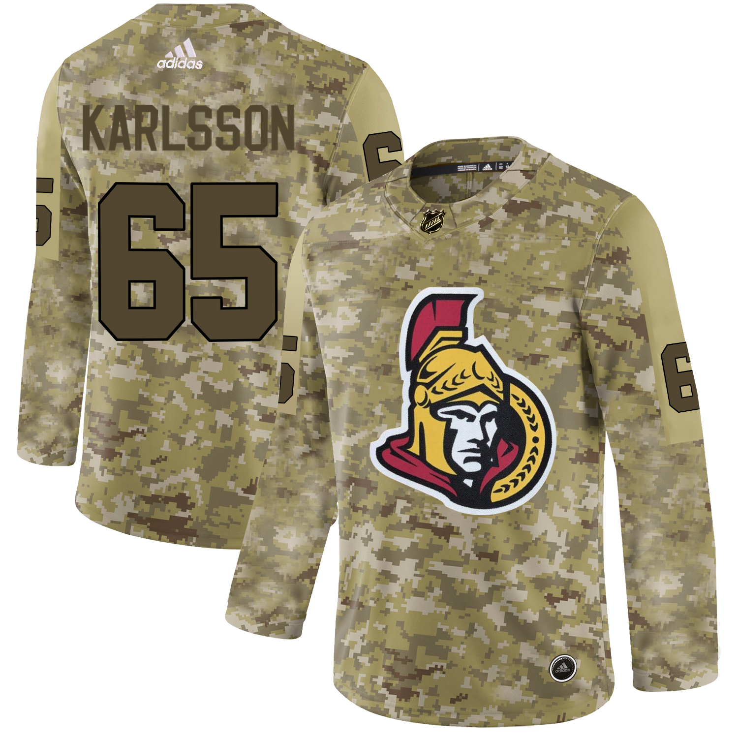 Adidas Senators #65 Erik Karlsson Camo Authentic Stitched NHL Jersey