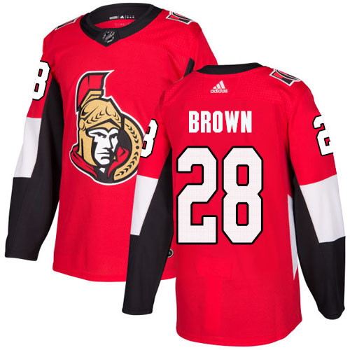 Adidas Senators #28 Connor Brown Red Home Authentic Stitched NHL Jersey