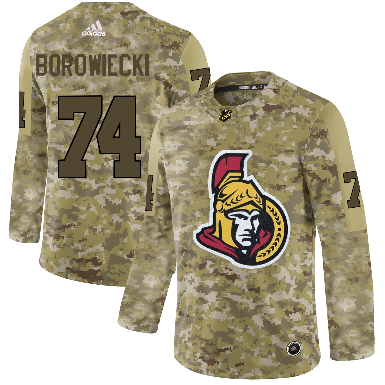 Adidas Senators #74 Mark Borowiecki Camo Authentic Stitched NHL Jersey