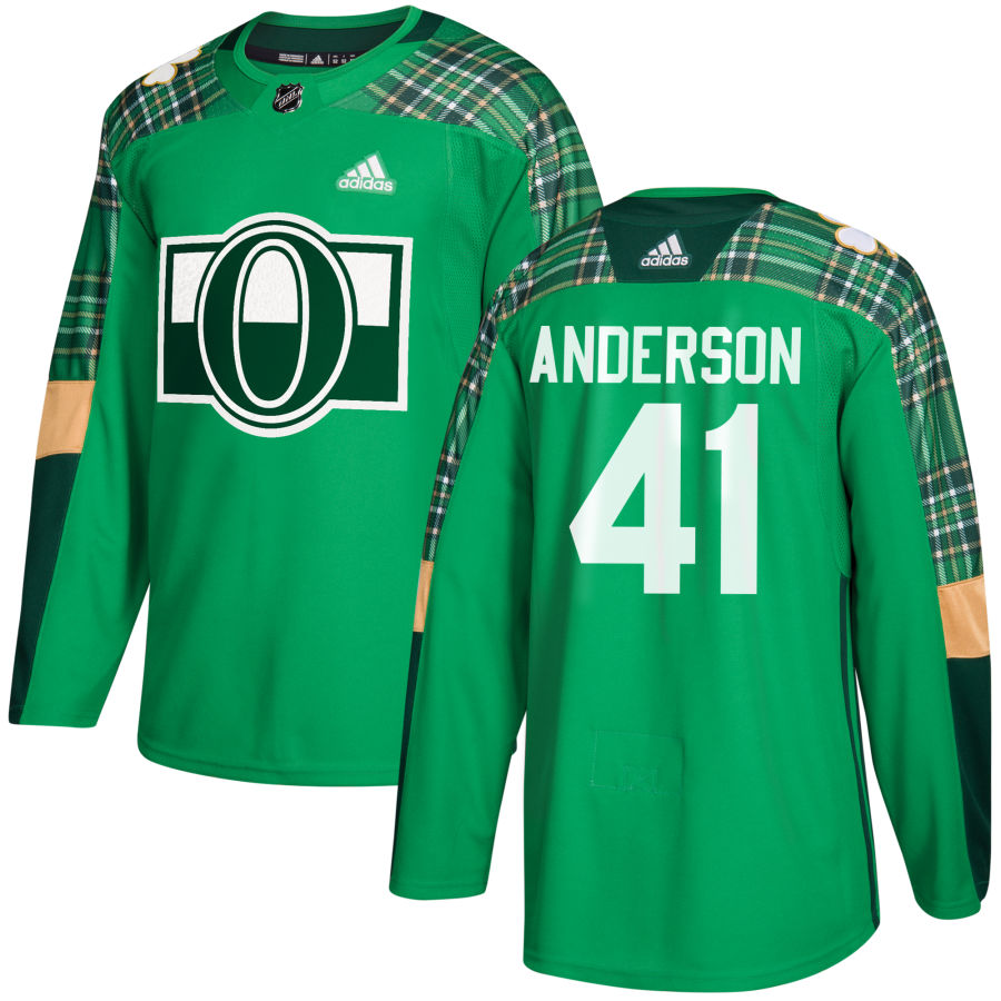Adidas Senators #41 Craig Anderson adidas Green St. Patrick's Day Authentic Practice Stitched NHL Jersey