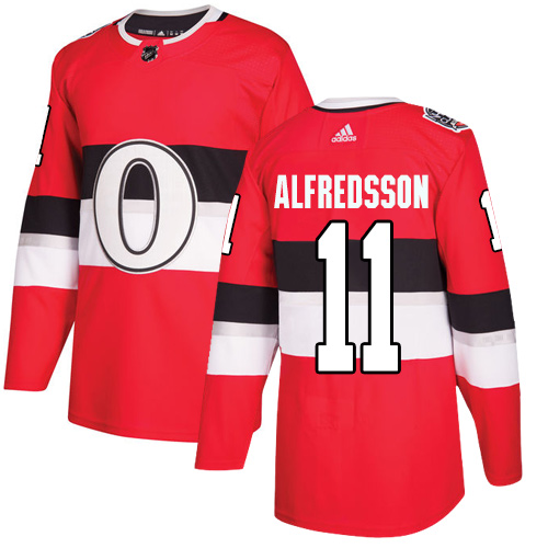 Adidas Senators #11 Daniel Alfredsson Red Authentic 2017 100 Classic Stitched NHL Jersey