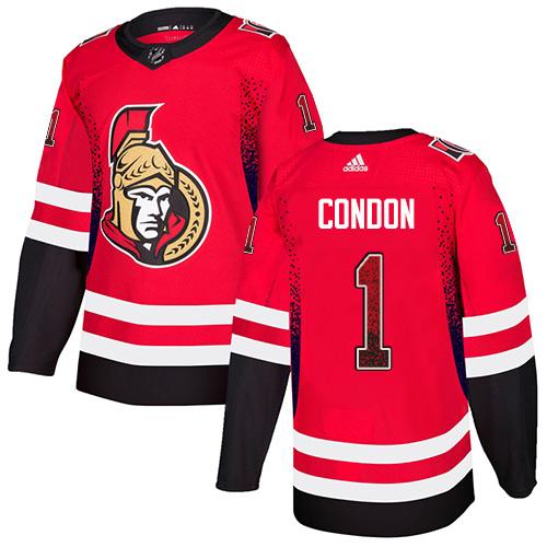 Adidas Senators #1 Mike Condon Red Home Authentic Drift Fashion Stitched NHL Jersey
